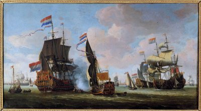 Marine: scene for søslag Maleri af Abraham Storck (1635-1710) Angers fra det 17. århundrede, Museum of Fine Arts af Abraham Storck