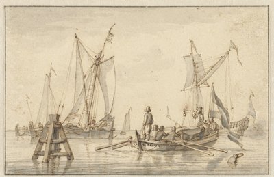 Stillehavet med nogle både af Abraham Storck
