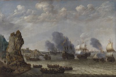 Et slag nær en kyst mellem spaniere og landende hollændere af Abraham Willaerts