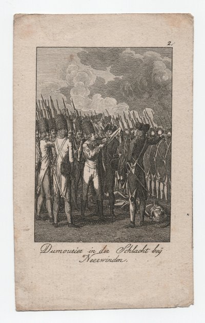Dumouriez i slaget ved Neerwinden, ca. 1795 (kobberstik) af Abraham Wolfgang Küffner