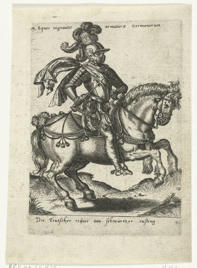 Tysk rytter i sort rustning af Abraham de Bruyn (attributed to)