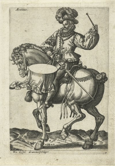Tysk tromme til hest af Abraham de Bruyn (attributed to)