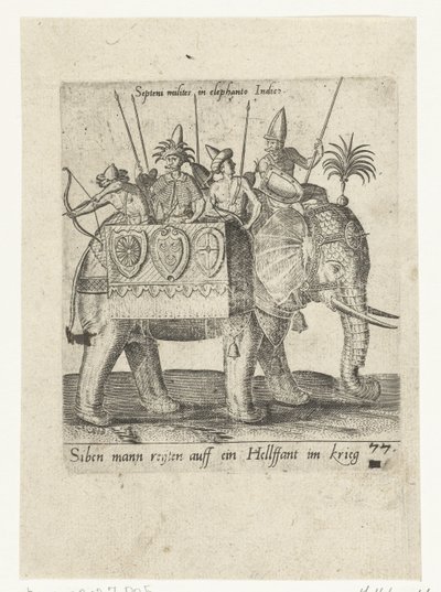 Indianere på en krigselefant af Abraham de Bruyn (attributed to)