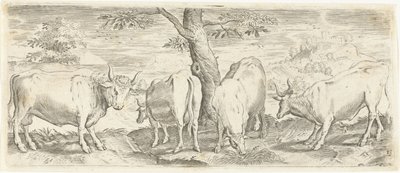 Køer, en tyr og en okse Dyr (serietitel) af Abraham de Bruyn (possibly)