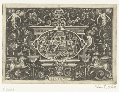 Phineus forstyrrer Perseus og Andromedas bryllup PERSEUS (titel på objekt) af Abraham de Bruyn
