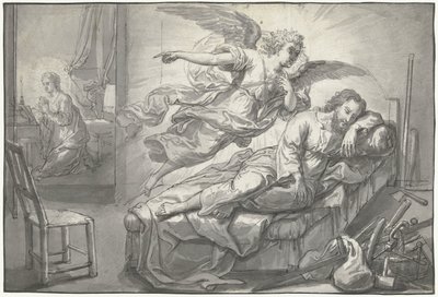 Englen viser sig for Josef i en drøm af Abraham van Diepenbeeck
