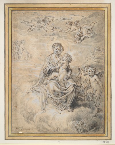 Jomfru og barn i himlen, med Putti af Abraham van Diepenbeeck