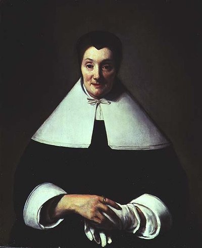 Portræt af en kvinde på halvtreds af Abraham van Dyck