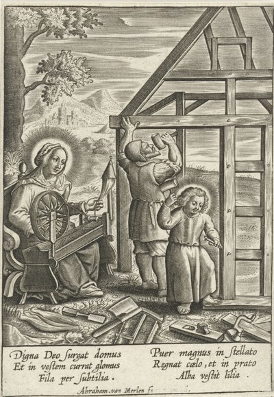 Kristus hjælper Joseph med at bygge et hus af Abraham van Merlen