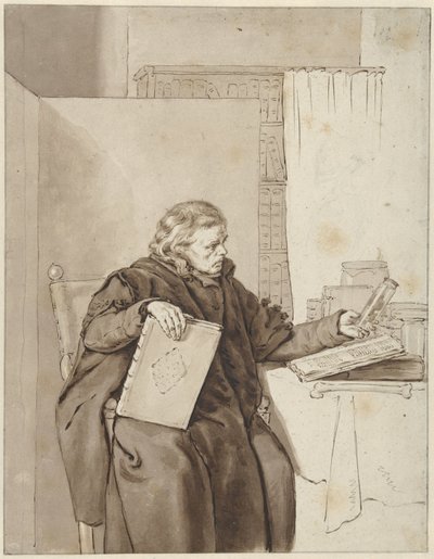 Portræt af en gammel mand i et arbejdsværelse af Abraham van Strij (I)