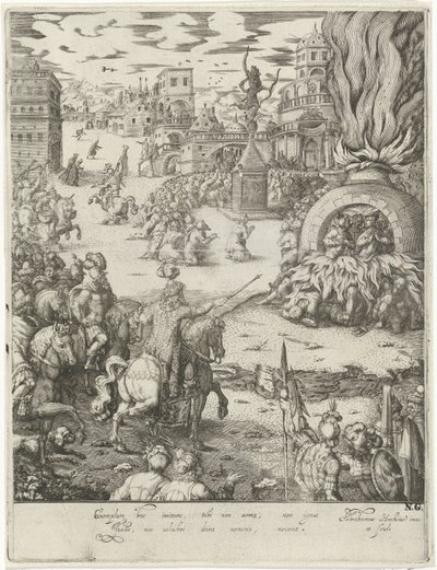 Shadrak, Mesak og Abed-Nego i ildovnen af Abraham van den Hecken