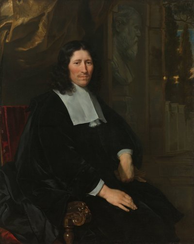 Portræt af Pieter de la Court Portræt af Pieter de la Court. Fabrikant og klædeejer, først i Leiden, siden 1673 i Amsterdam, politisk pjece af Abraham van den Tempel