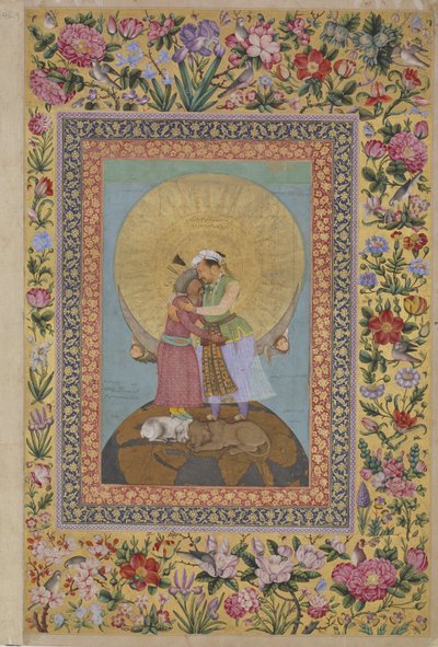 Sankt Petersborg-albumet- Allegorisk repræsentation af kejser Jahangir og Shah af Abul Hasan
