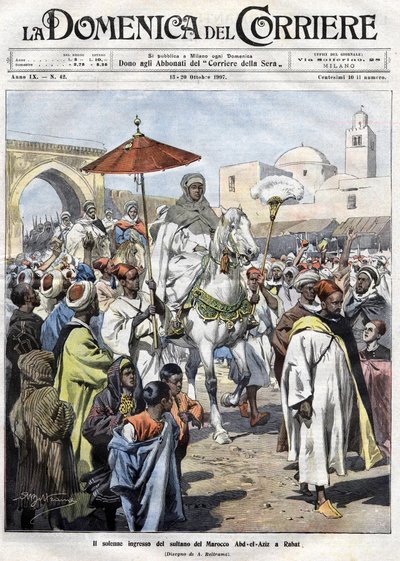 Abdelaziz (Al-Hassan Muhammad Al-Hassani Al-Alawi) Forbindelsen i Marokko blev udvist i oktober 1907 (Marrakesh) af Achille Beltrame