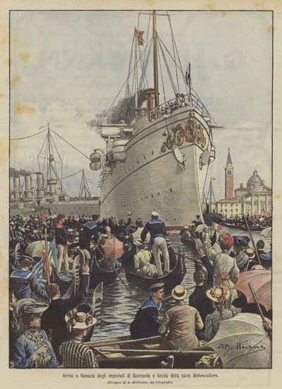 De tyske kejsere ankommer til Venedig om bord på Hohenzollern-skibet af Achille Beltrame