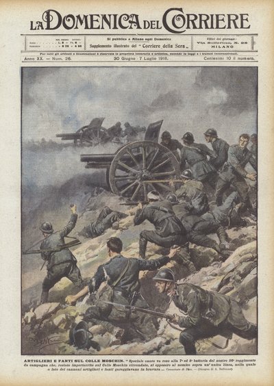 Gunners og infanterister på Moschin-bakken af Achille Beltrame