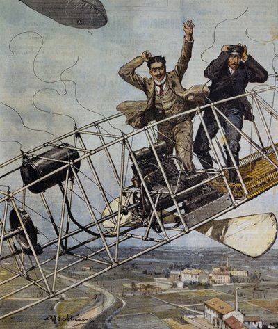 Katastrofe af De Bradski luftskib nær Paris, Frankrig, illustration af Achille Beltrame til La Domenica del Corriere, 26. oktober af Achille Beltrame