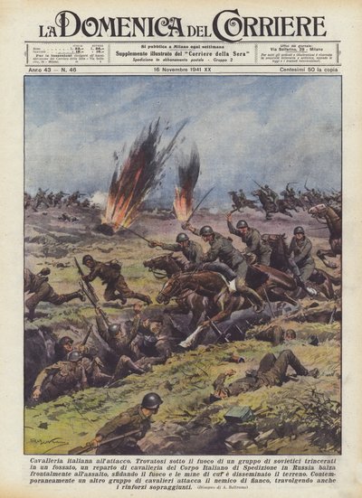 Italiensk kavaleri på angreb af Achille Beltrame