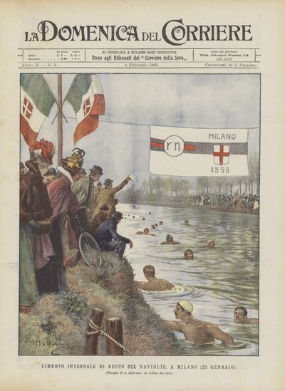 Vintersvømmeprøve på Naviglio i Milano (21. januar) af Achille Beltrame