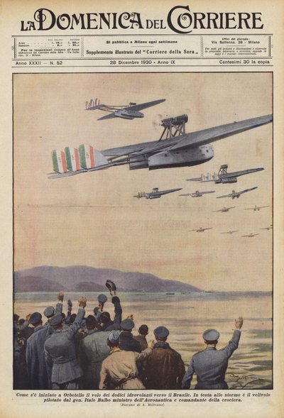 Som om de tolv vandflyveres flyvning til Brasilien startede i Orbetello af Achille Beltrame