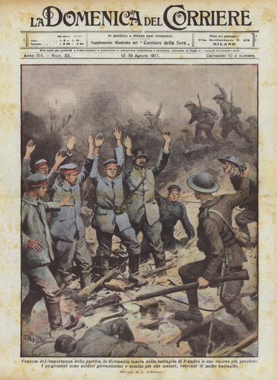 Bevidst om spillets betydning, kastede Tyskland sine mest dyrebare reserver ind i slaget ved Flandern af Achille Beltrame