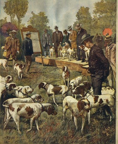 Hundeudstilling og feltforsøg med jagthunde i San Siro (Milano), af Achille Beltrame (1871-1945), fra La Domenica del Corriere, 2. juli 1899 af Achille Beltrame
