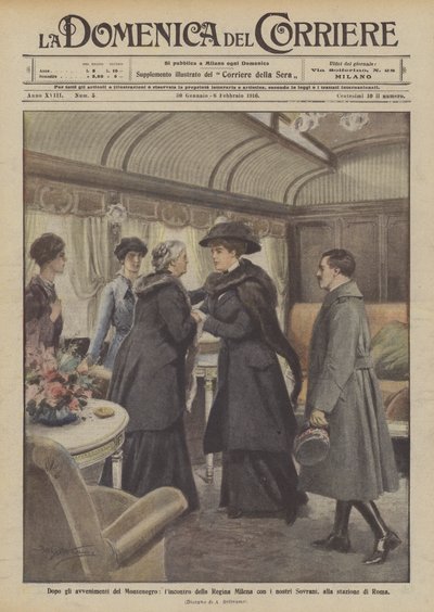 Efter begivenhederne i Montenegro, mødet mellem dronning Milena og vores suveræner på Rom-stationen af Achille Beltrame