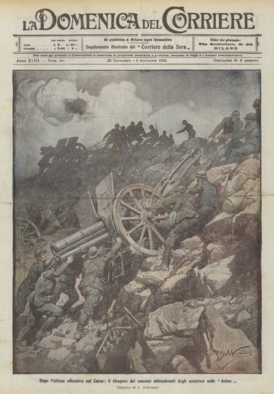 Efter den sidste offensiv på Karst, genvinding af kanoner forladt af østrigerne i synkehullerne af Achille Beltrame