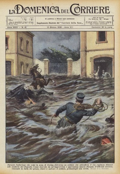 Under oversvømmelsen, der ramte Cecina-området (Livorno), ventede en soldat på sin kaptajn? af Achille Beltrame