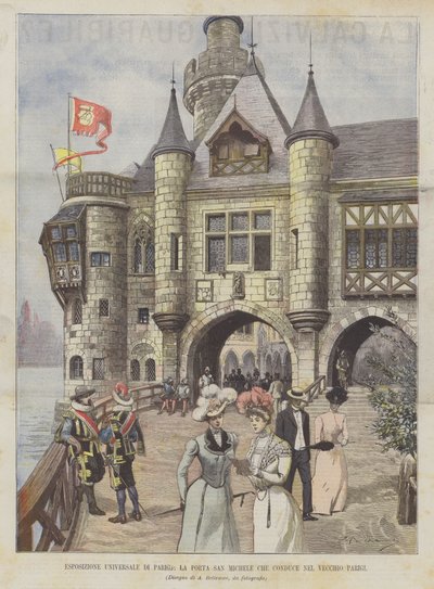 Verdensudstilling i Paris, Saint Michael-porten, der fører ind i det gamle Paris af Achille Beltrame