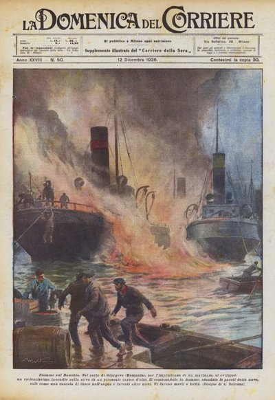 Flammer på Donau af Achille Beltrame