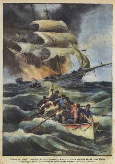 Flammer på havet af Achille Beltrame