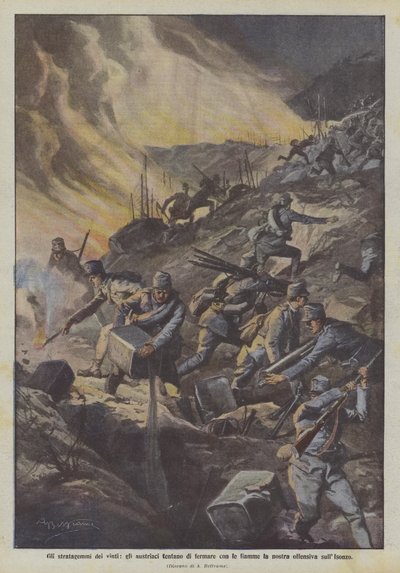 De besejredes listige forsøg, østrigerne forsøger at stoppe vores offensive sullsonzo med flammer af Achille Beltrame