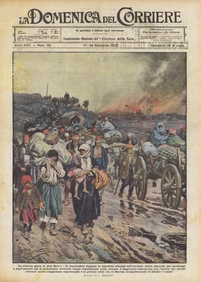 Grækere på flugt fra Smyrna, græsk-tyrkisk krig (1919-22) 1922 af Achille Beltrame