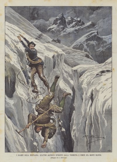 Bjergets dramaer, fire alpinister ramt af snestormen og eksperter på Mont Blanc af Achille Beltrame