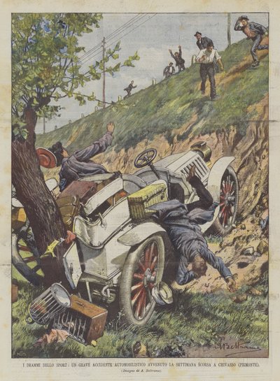 Sportsdramaer, en alvorlig bilulykke, der skete i sidste uge i Chivasso (Piemonte) af Achille Beltrame