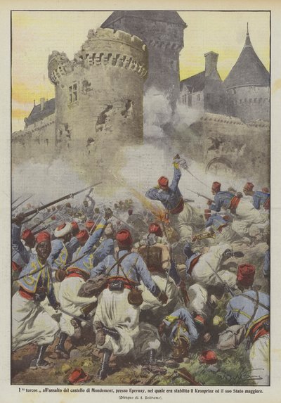 Turcos angriber slottet Mondement, nær Epernay, hvor han var etableret? af Achille Beltrame