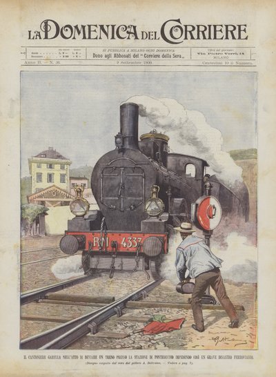 Cantoniere Garella i færd med at omdirigere et tog på Pontedecimo Station ved at forhindre? af Achille Beltrame