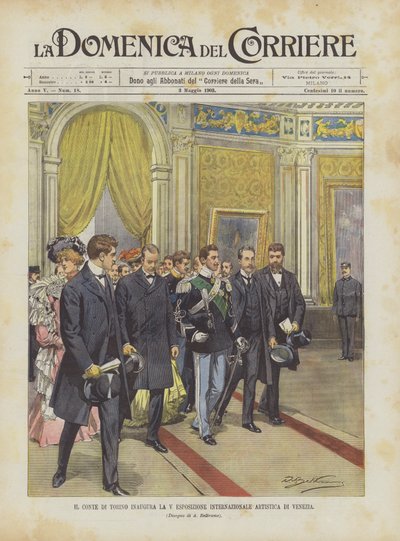 Greven af ​​Torino indvier den V internationale kunstudstilling i Venedig af Achille Beltrame