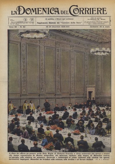 Tilbød Duce en frokost i Sala Regia i Palazzo Venezia til omkring syv hundrede arbejdere? af Achille Beltrame