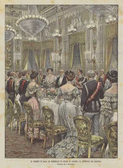 Gallafrokosten på Quirinale til ære for Loubet, The Moment of Toasts af Achille Beltrame