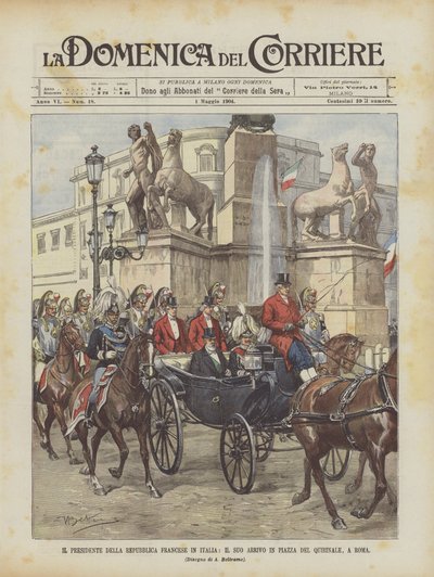 Præsidenten for den franske republik i Italien, hans ankomst til Piazza Del Quirinale, Rom af Achille Beltrame
