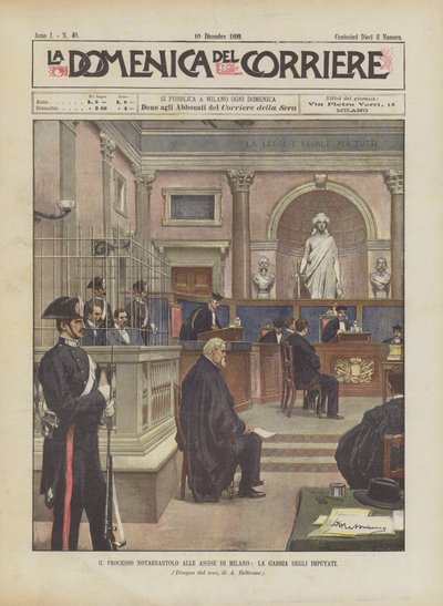 Notarbartolo Retssagen ved Assizes of Milano, de tiltaltes bur af Achille Beltrame