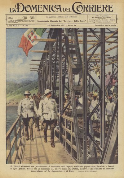 Rejser vicekongen Graziani i imperiets territorium og besøger befolkninger, lokaliteter? af Achille Beltrame