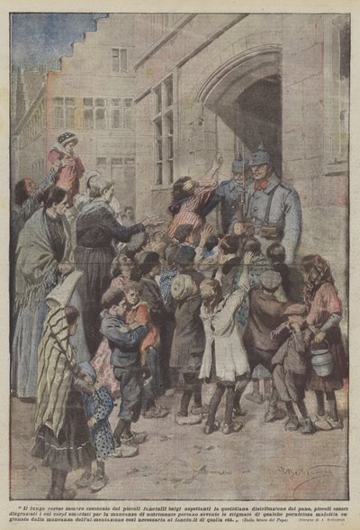 Den lange, stadigt voksende procession af unge belgiske børn af Achille Beltrame