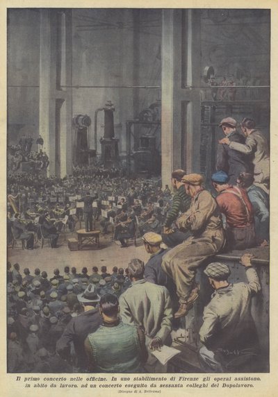 Den første koncert i værkstederne af Achille Beltrame