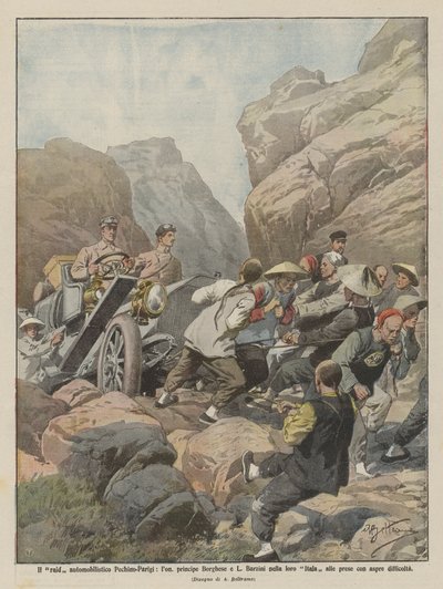 Bilrazziaen fra Peking til Paris, lon, Prins Borghese og L, Barzini i deres Itala på ? af Achille Beltrame