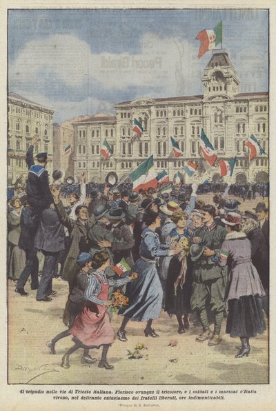 Optøjer i gaderne i italienske Trieste af Achille Beltrame