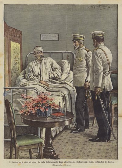 Vinderen og den besejrede overfor hinanden, Admiral Togos besøg hos admiral Rodiestvenski? af Achille Beltrame