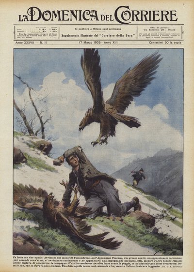 Kæmper med to ørne af Achille Beltrame